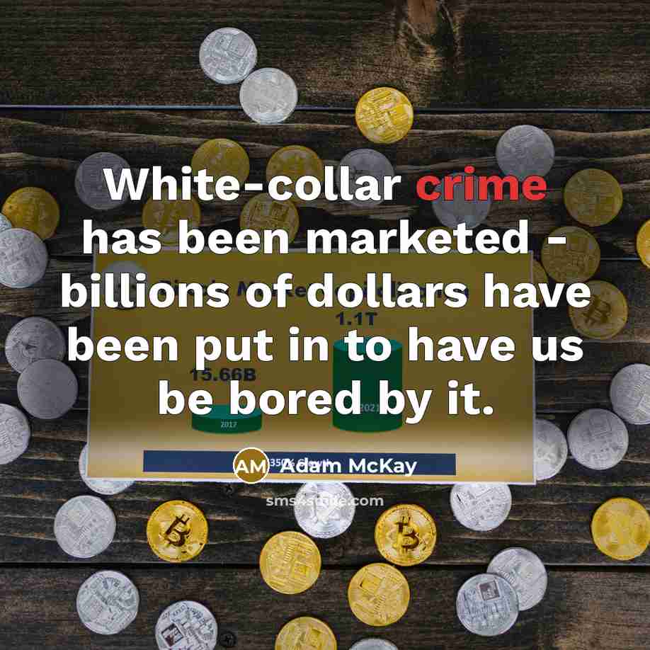 “White-collar crime has been marketed - billions of dollars have been put in to have us be bored by it.” quote by Adam McKay
