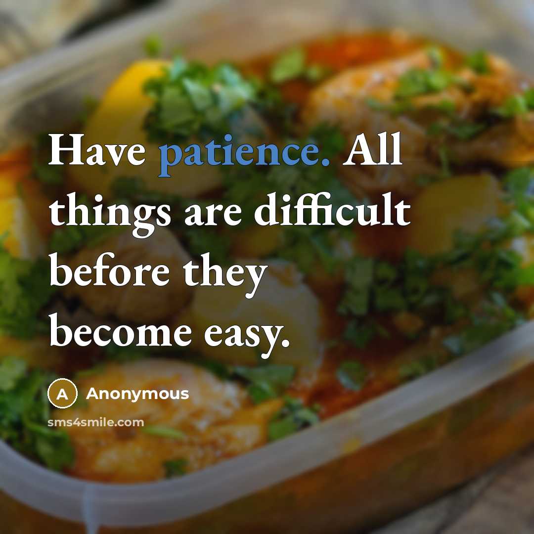 “Have patience. All things are difficult before they become easy.” quote by Anonymous