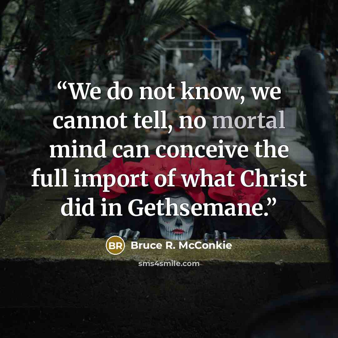 “We do not know, we cannot tell, no mortal mind can conceive the full import of what Christ did in Gethsemane.” quote by Bruce R. McConkie
