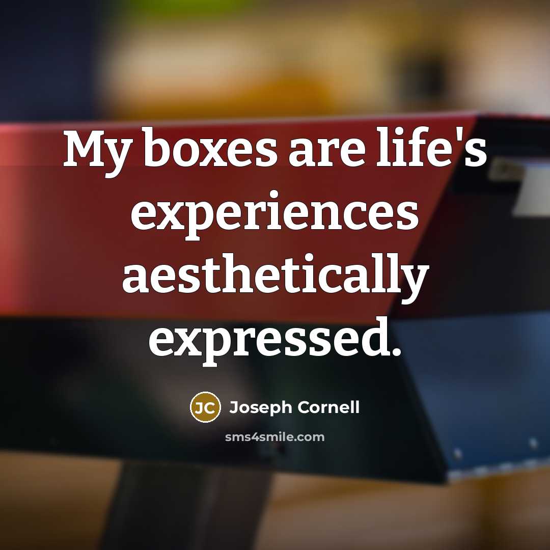 “My boxes are life's experiences aesthetically expressed.” quote by Joseph Cornell