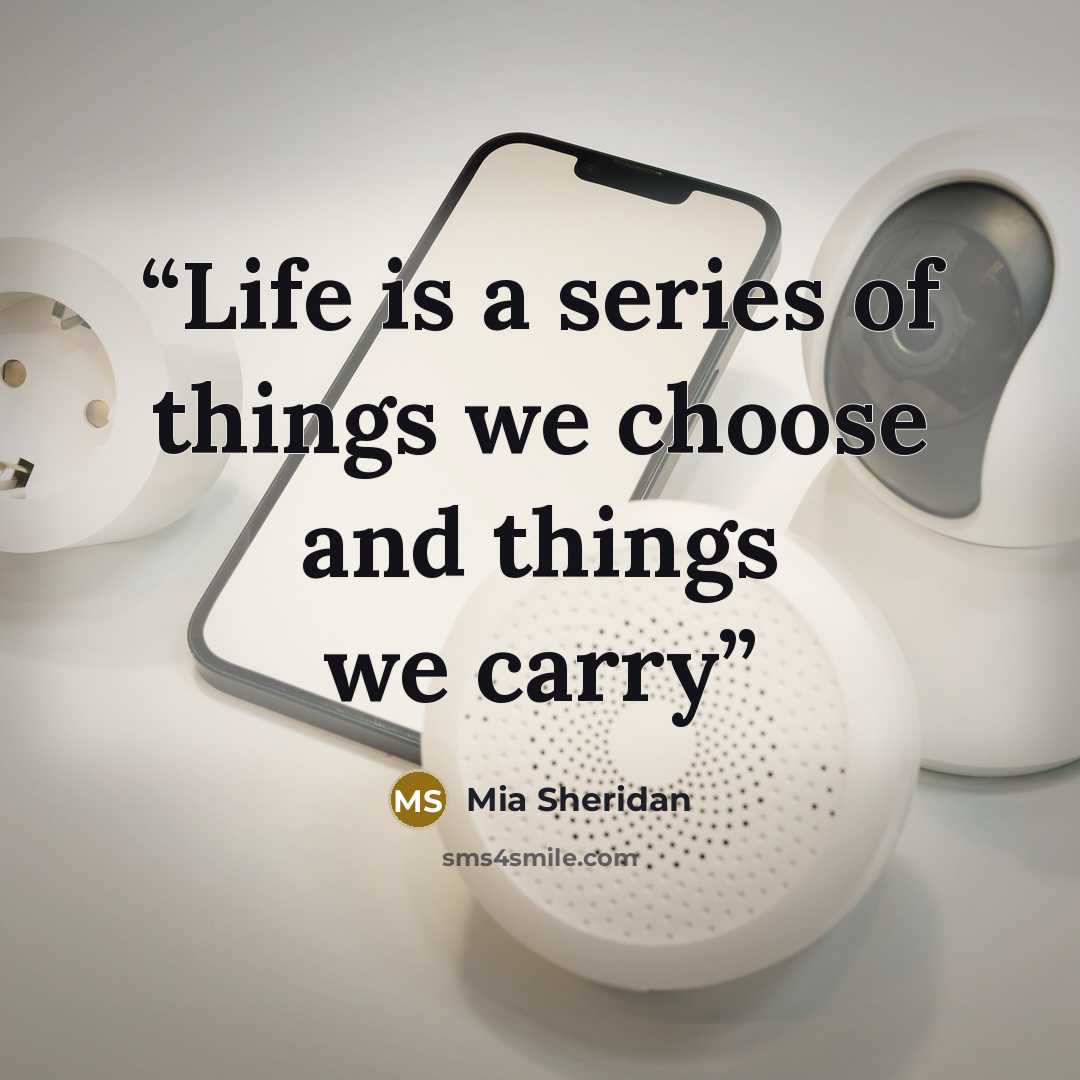 “Life is a series of things we choose and things we carry” quote by Mia Sheridan