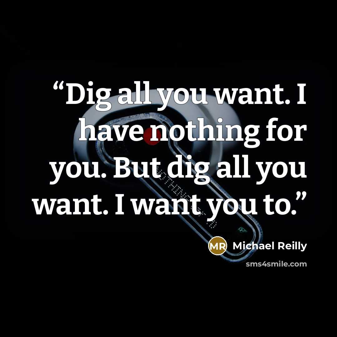 “Dig all you want. I have nothing for you. But dig all you want. I want you to.” quote by Michael Reilly