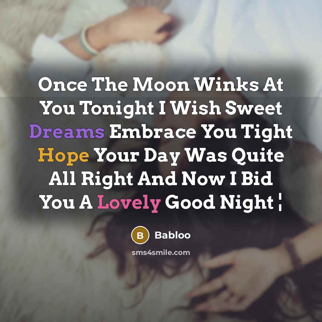 “Once The Moon Winks At You Tonight I Wish Sweet Dreams Embrace You Tight Hope Your Day Was Quite All Right And Now I Bid You A Lovely Good Night ¦” quote by Babloo