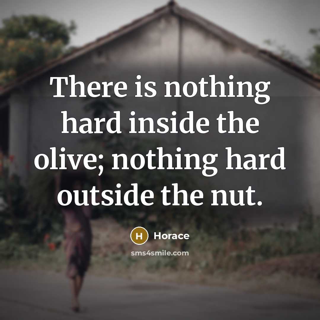 “There is nothing hard inside the olive; nothing hard outside the nut.” quote by Horace