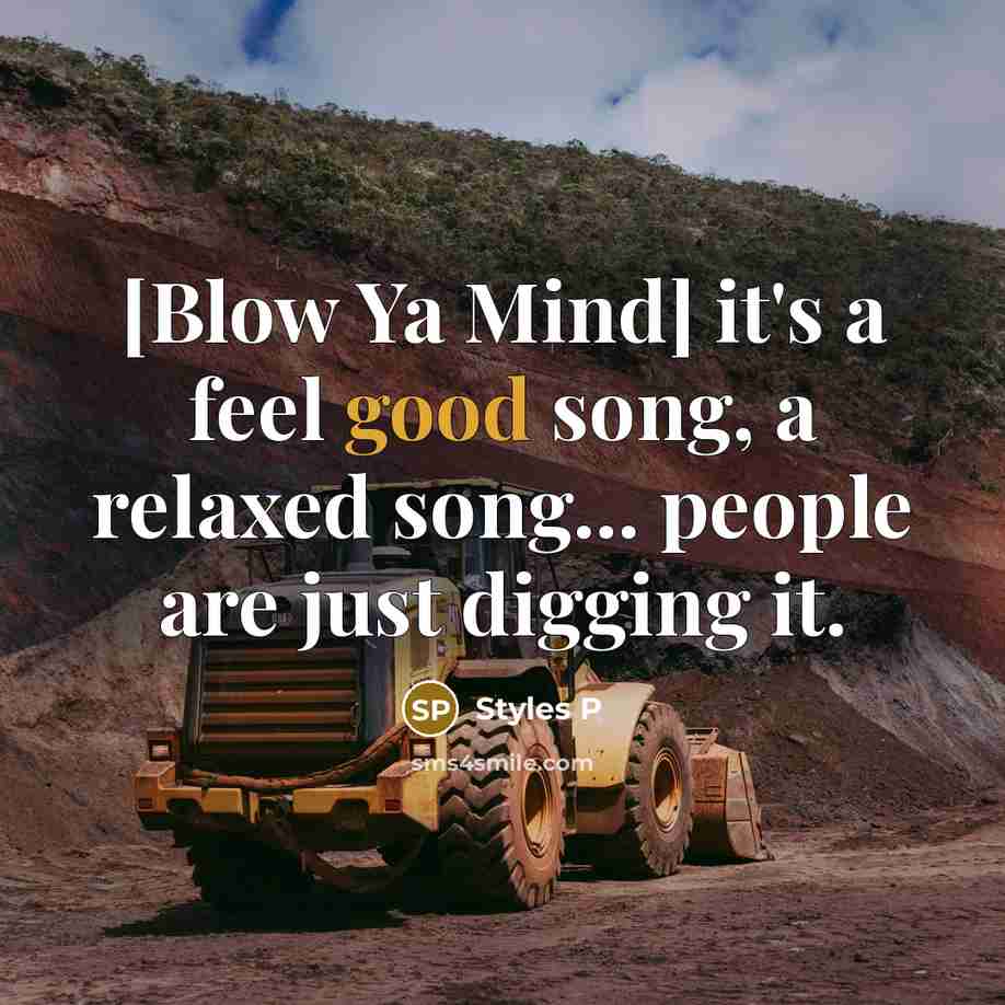 “[Blow Ya Mind] it's a feel good song, a relaxed song... people are just digging it.” quote by Styles P