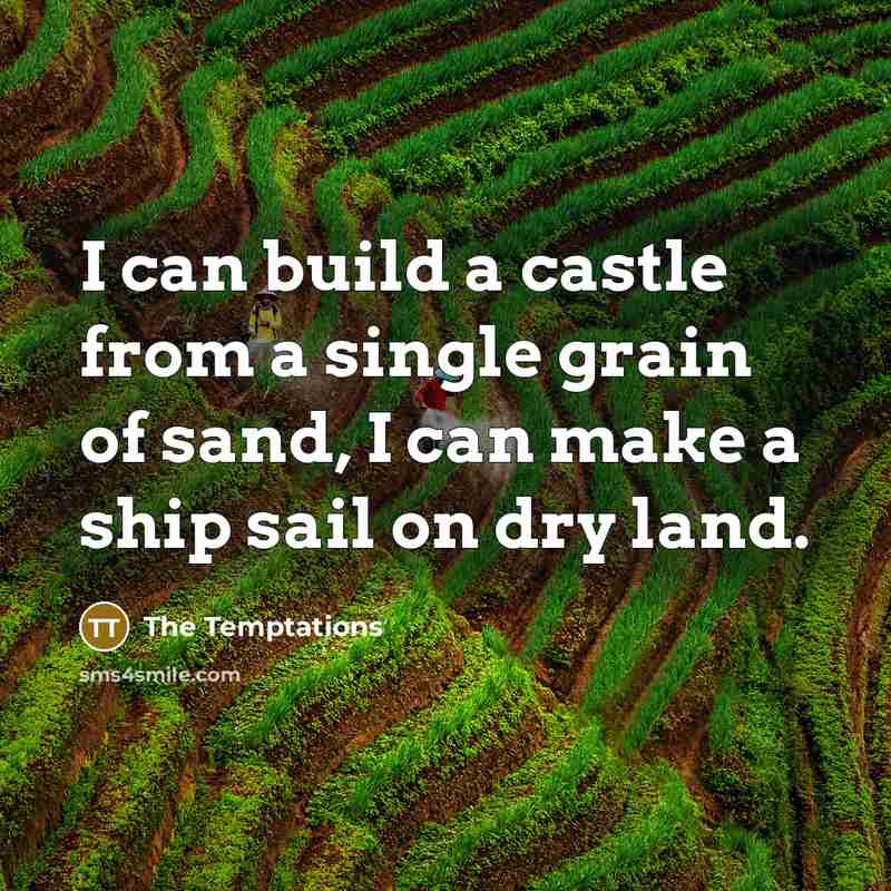 “I can build a castle from a single grain of sand, I can make a ship sail on dry land.” quote by The Temptations