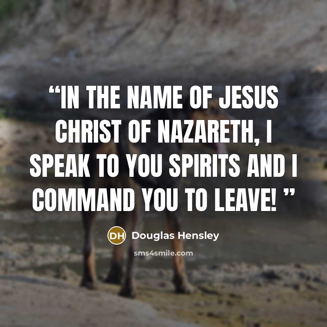 “In the name of Jesus Christ of Nazareth, I speak to you spirits and I command you to LEAVE!” quote by Douglas Hensley