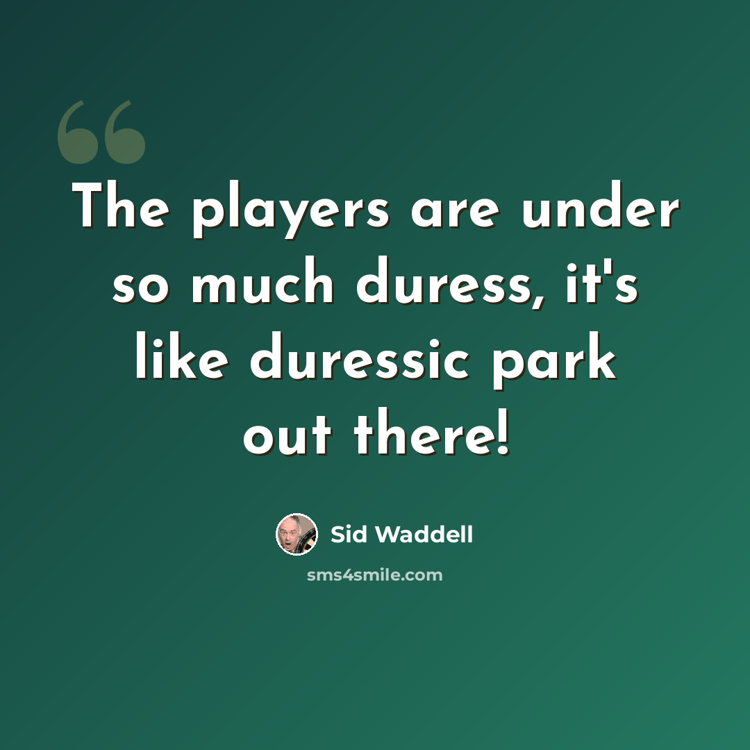 “The players are under so much duress, it's like duressic park out there!” quote by Sid Waddell