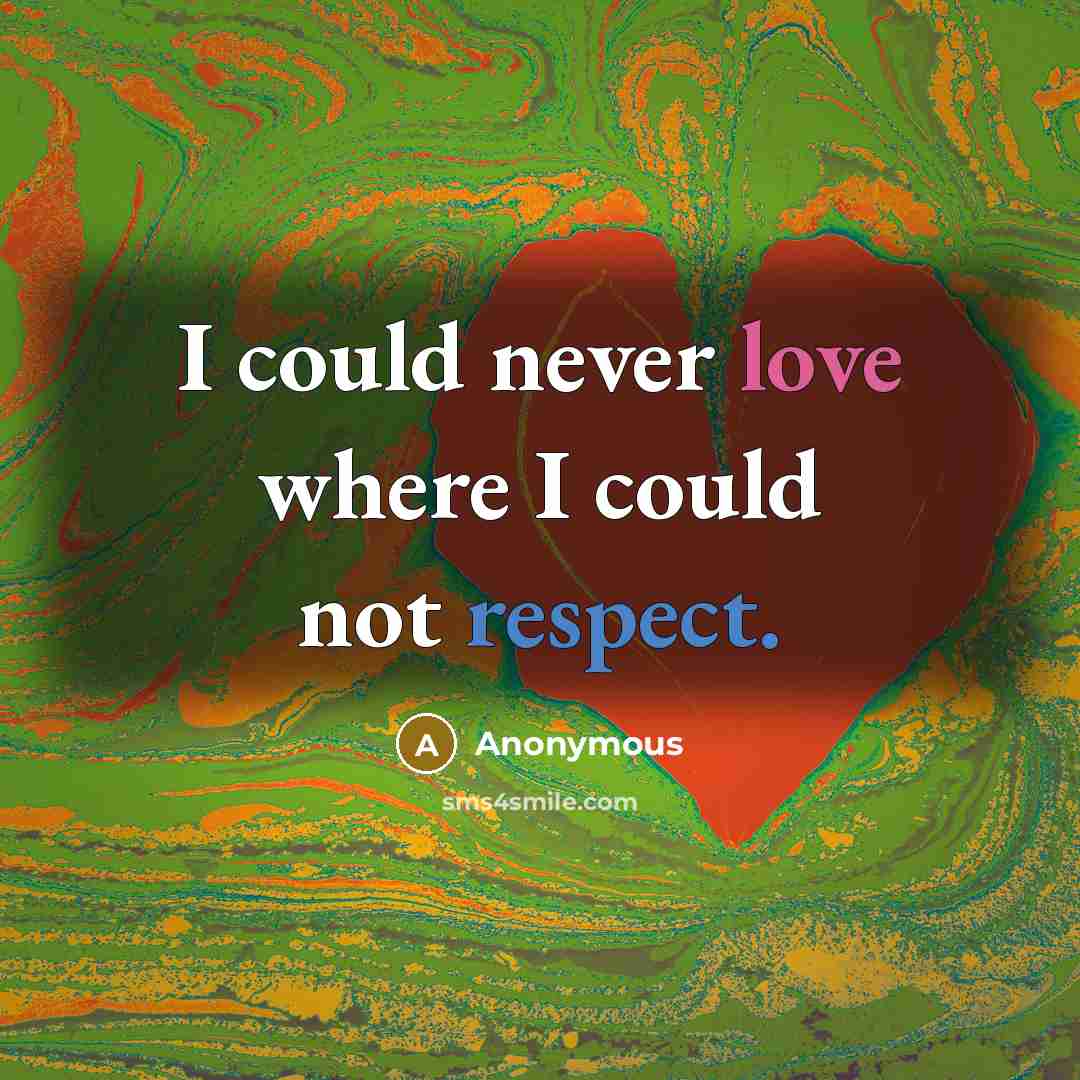 “I could never love where I could not respect.” quote by Anonymous
