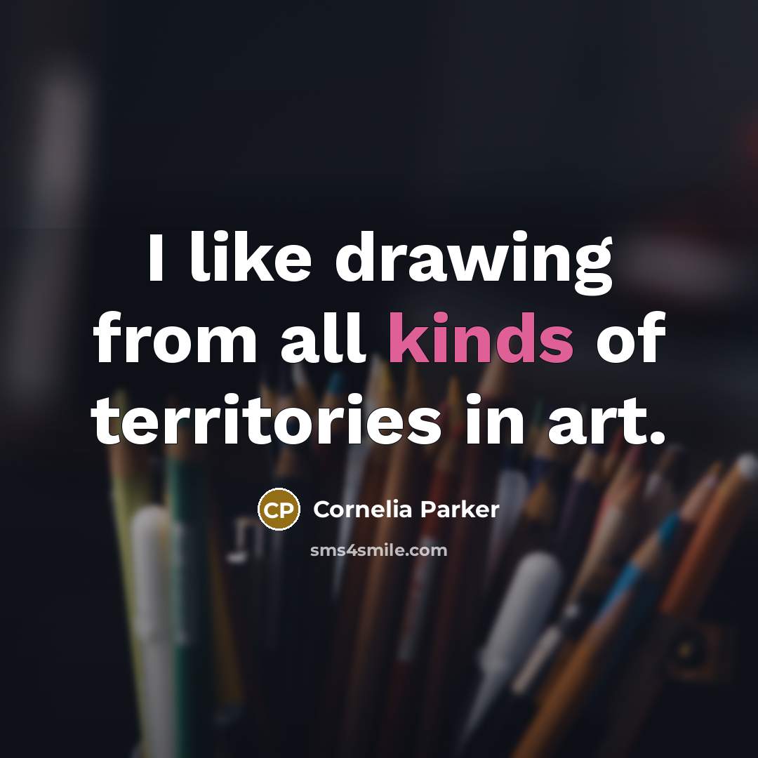 “I like drawing from all kinds of territories in art.” quote by Cornelia Parker