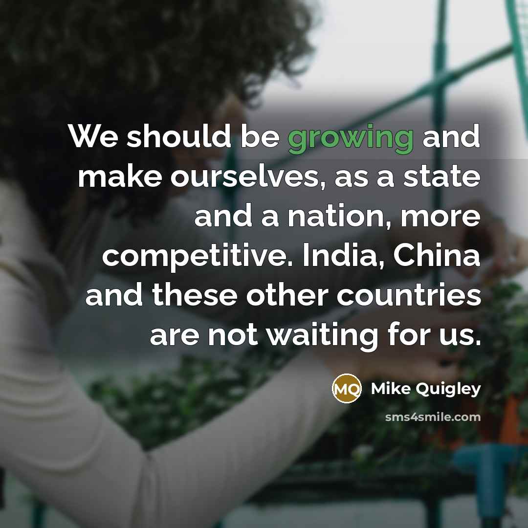 “We should be growing and make ourselves, as a state and a nation, more competitive. India, China and these other countries are not waiting for us.” quote by Mike Quigley