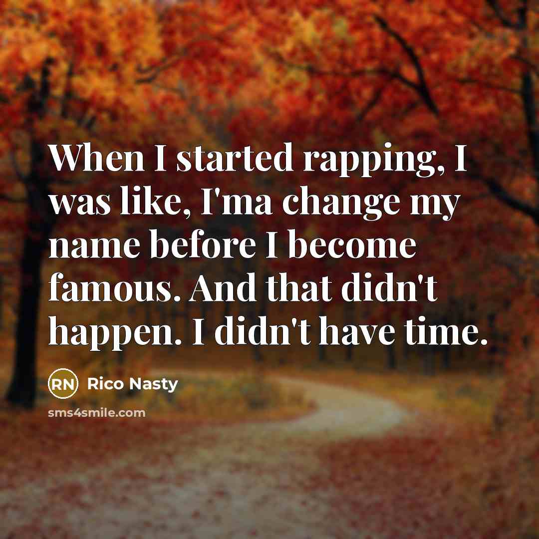 “When I started rapping, I was like, I'ma change my name before I become famous. And that didn't happen. I didn't have time.” quote by Rico Nasty