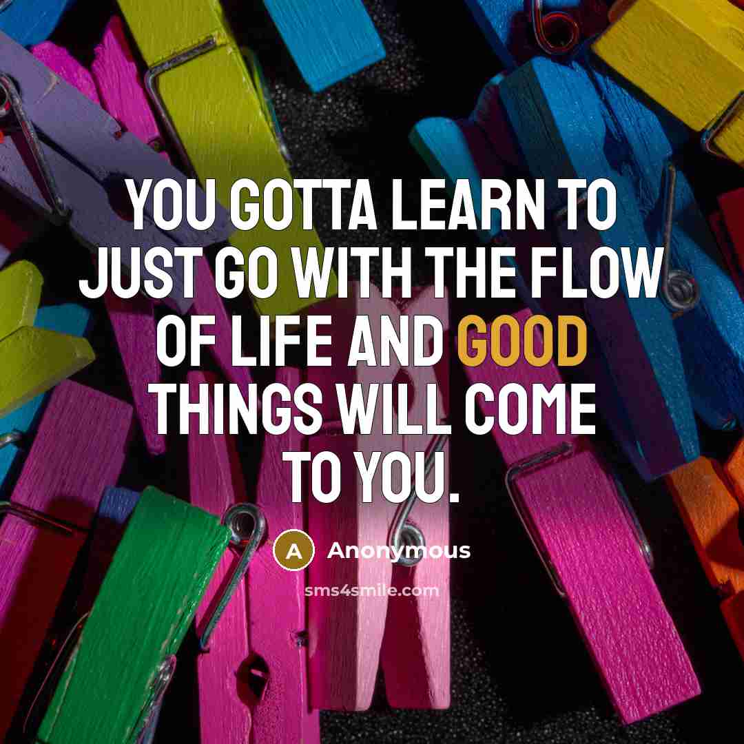 “You gotta learn to just go with the flow of life and good things will come to you.” quote by Anonymous