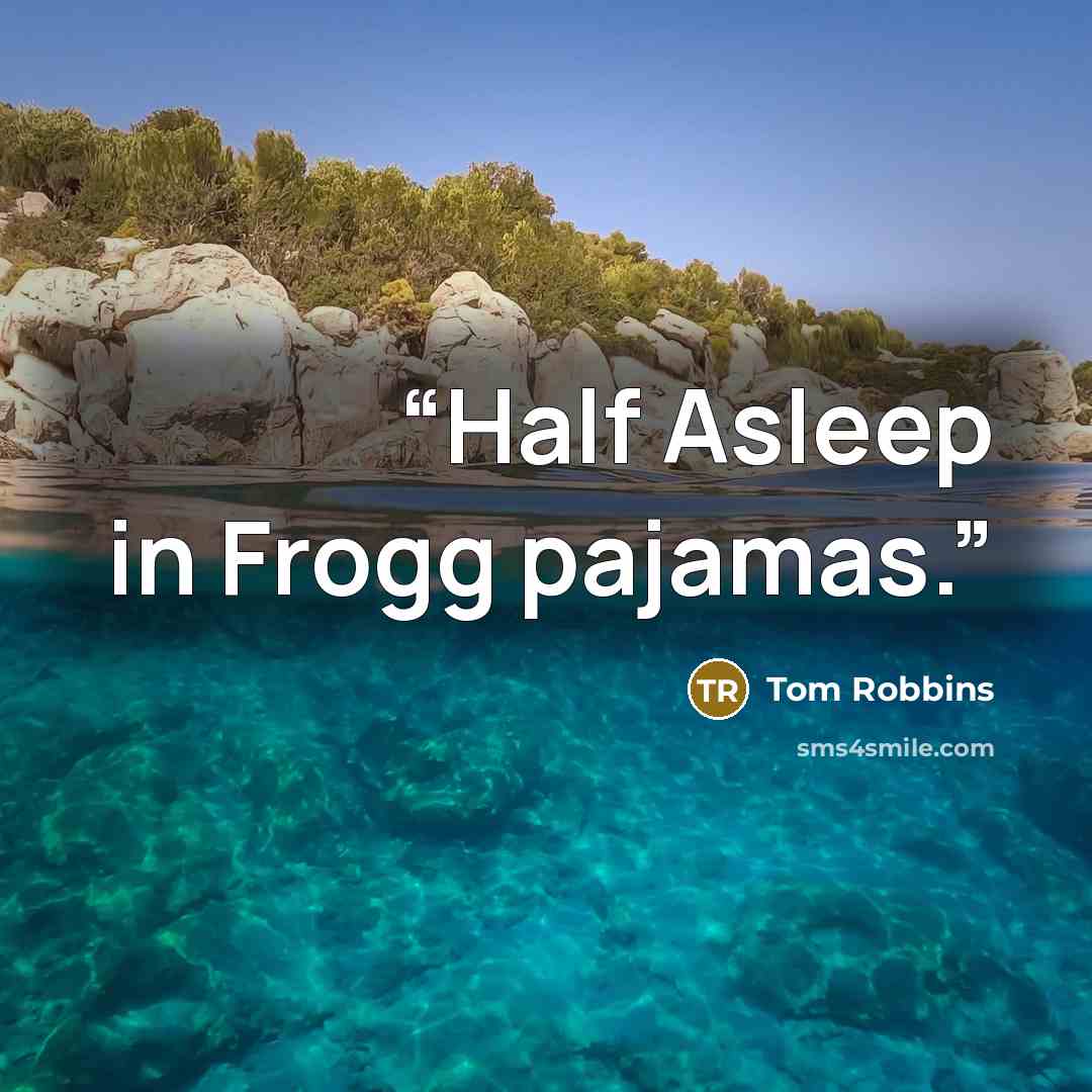 “Half Asleep in Frogg pajamas.” quote by Tom Robbins