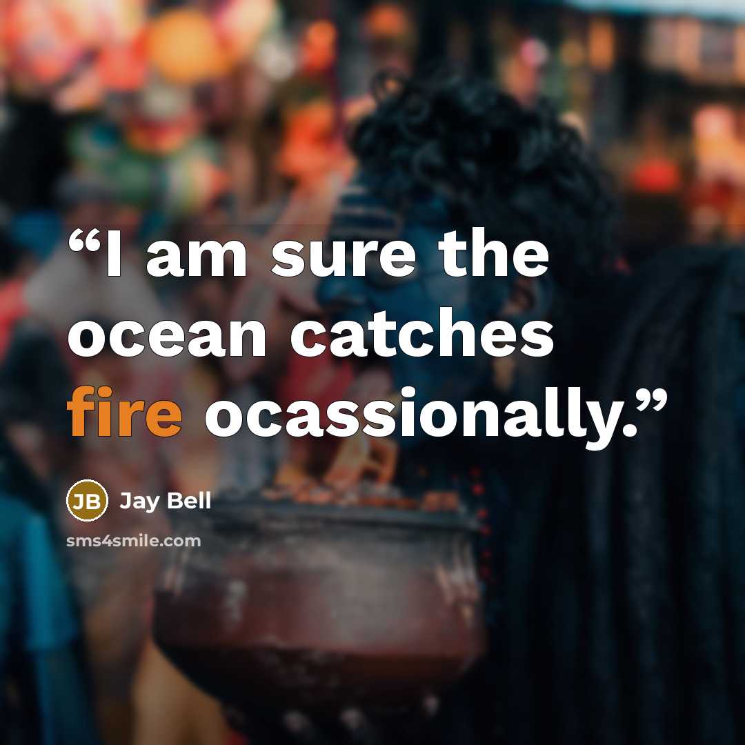 “I am sure the ocean catches fire ocassionally.” quote by jay bell