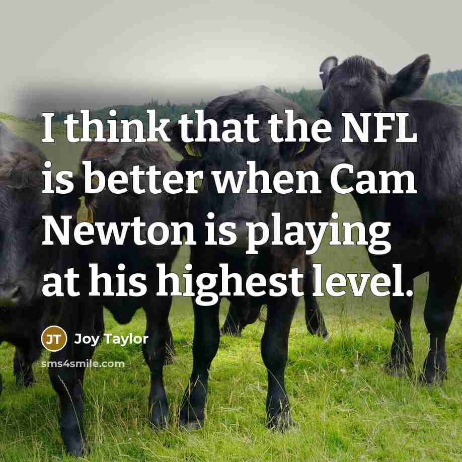 “I think that the NFL is better when Cam Newton is playing at his highest level.” quote by Joy Taylor