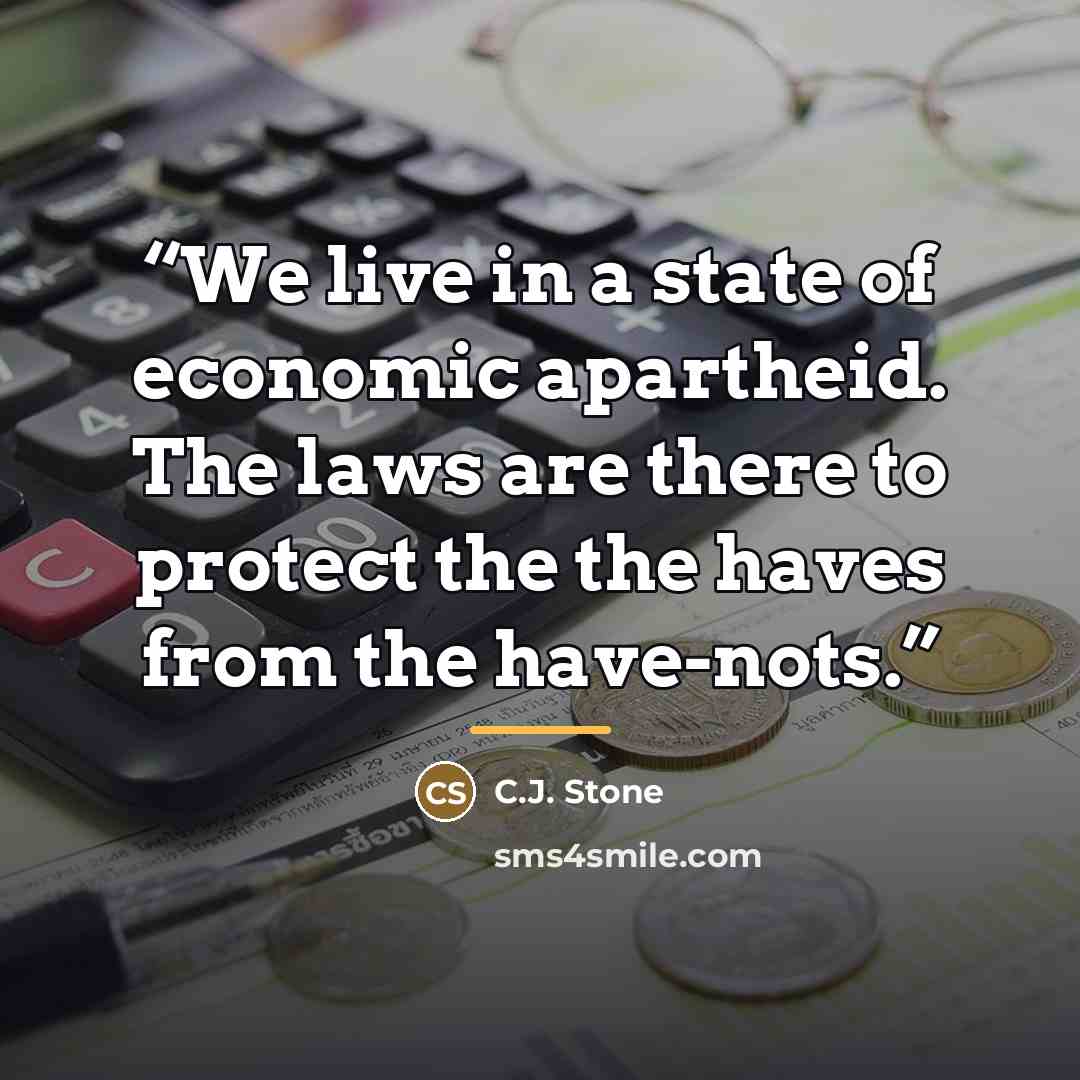 “We live in a state of economic apartheid. The laws are there to protect the the haves from the have-nots.” quote by C.J. Stone