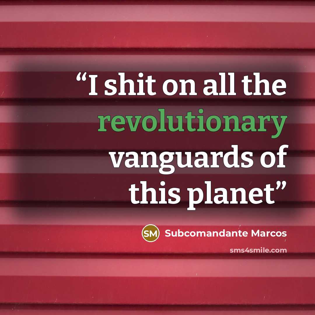 “I shit on all the revolutionary vanguards of this planet” quote by Subcomandante Marcos