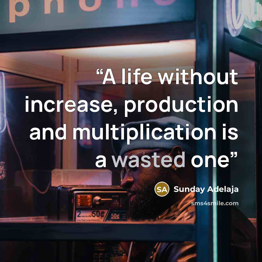 “A life without increase, production and multiplication is a wasted one” quote by Sunday Adelaja