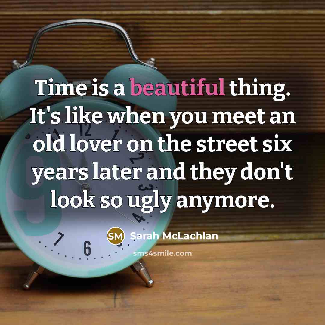 “Time is a beautiful thing. It's like when you meet an old lover on the street six years later and they don't look so ugly anymore.” quote by Sarah McLachlan