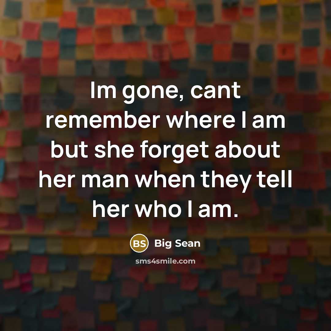 “Im gone, cant remember where I am but she forget about her man when they tell her who I am.” quote by Big Sean
