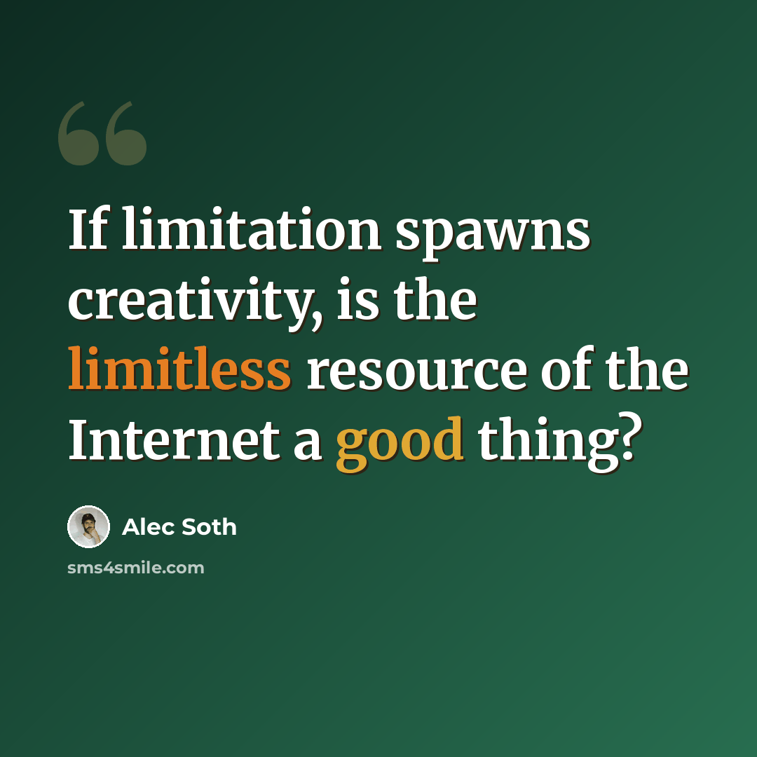 “If limitation spawns creativity, is the limitless resource of the Internet a good thing?” quote by Alec Soth