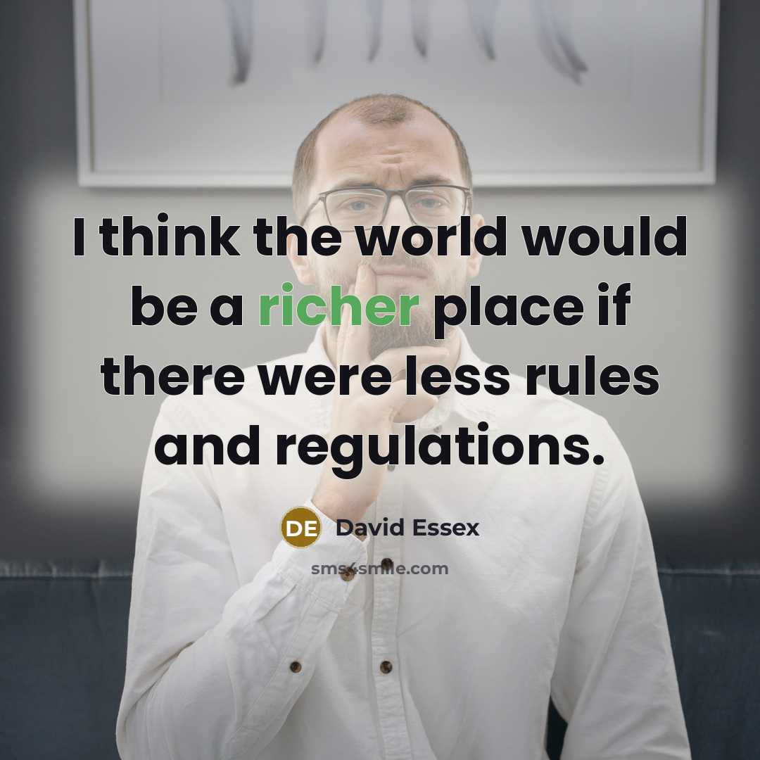“I think the world would be a richer place if there were less rules and regulations.” quote by David Essex