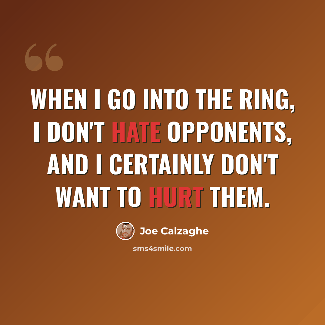 “When I go into the ring, I don't hate opponents, and I certainly don't want to hurt them.” quote by Joe Calzaghe