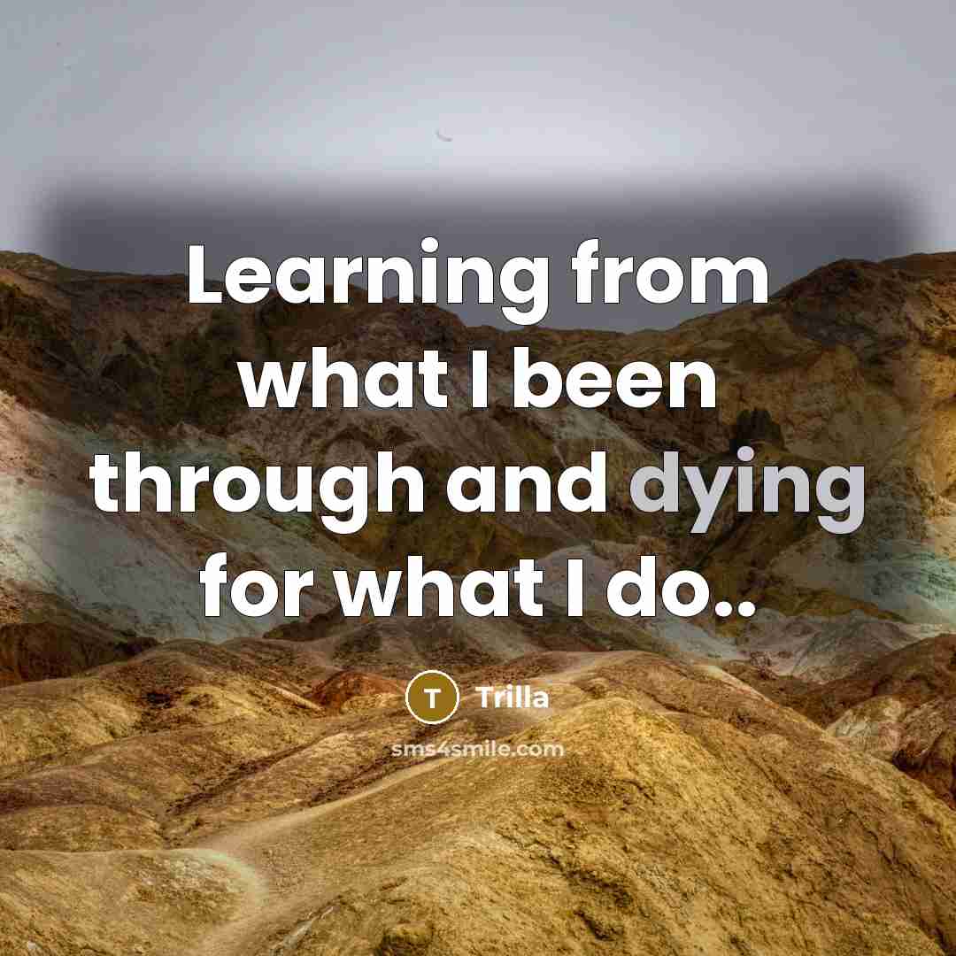 “Learning from what I been through and dying for what I do..” quote by Trilla
