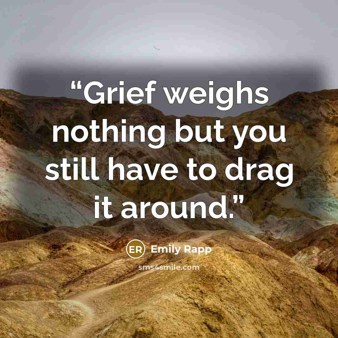 “Grief weighs nothing but you still have to drag it around.” quote by Emily Rapp