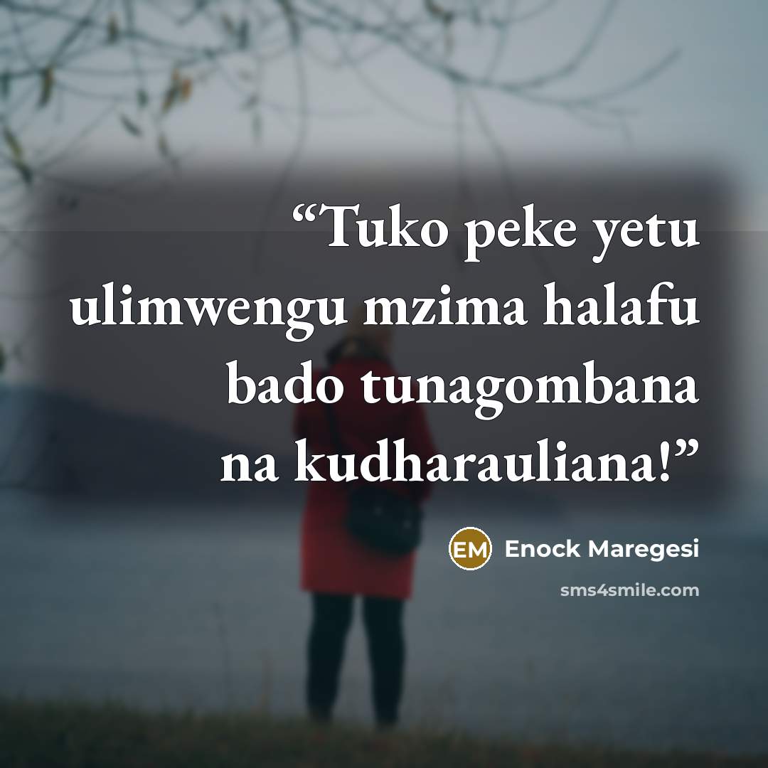 “Tuko peke yetu ulimwengu mzima halafu bado tunagombana na kudharauliana!” quote by Enock Maregesi