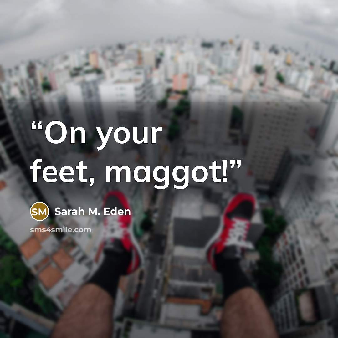 “On your feet, maggot!” quote by Sarah M. Eden