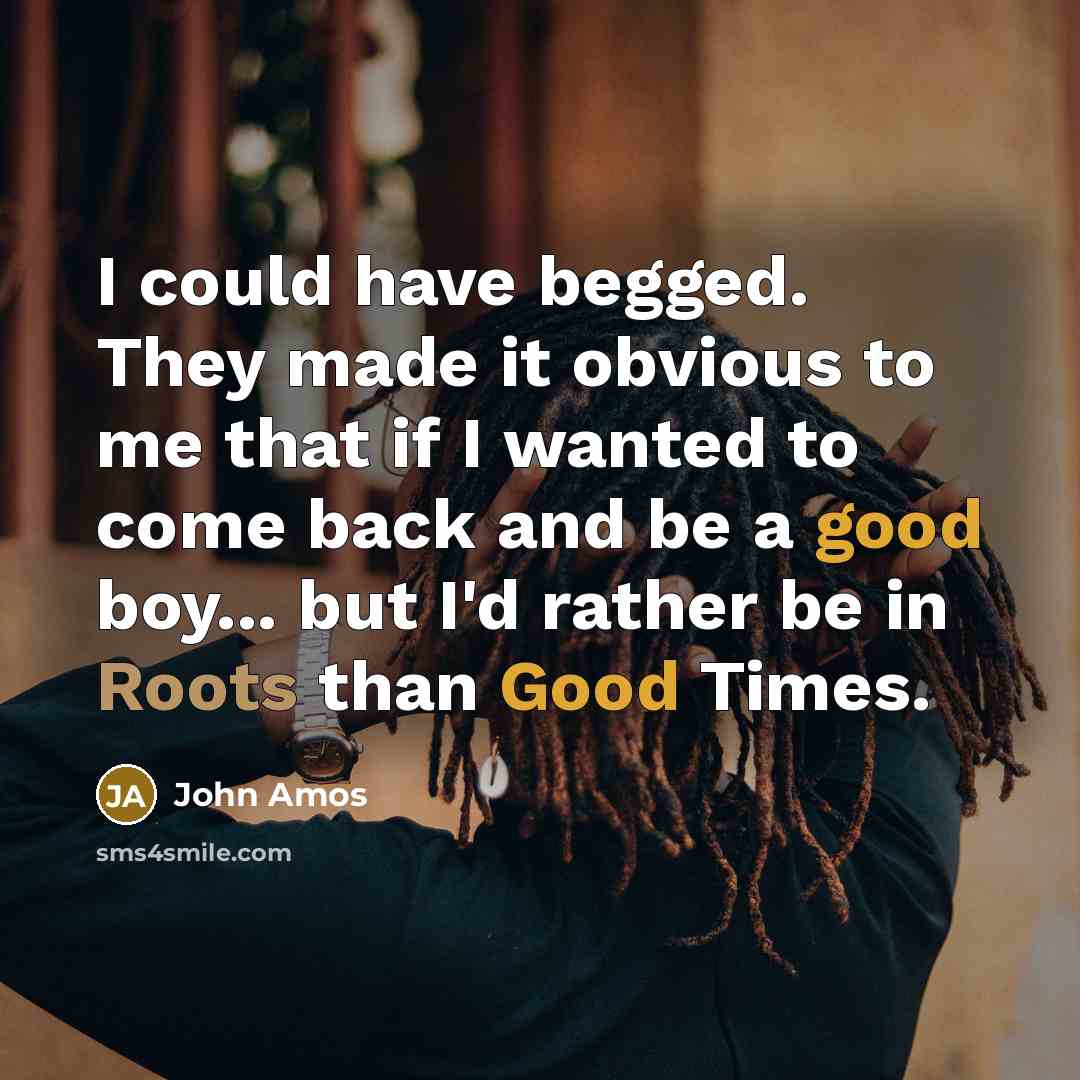 “I could have begged. They made it obvious to me that if I wanted to come back and be a good boy... but I'd rather be in Roots than Good Times.” quote by John Amos