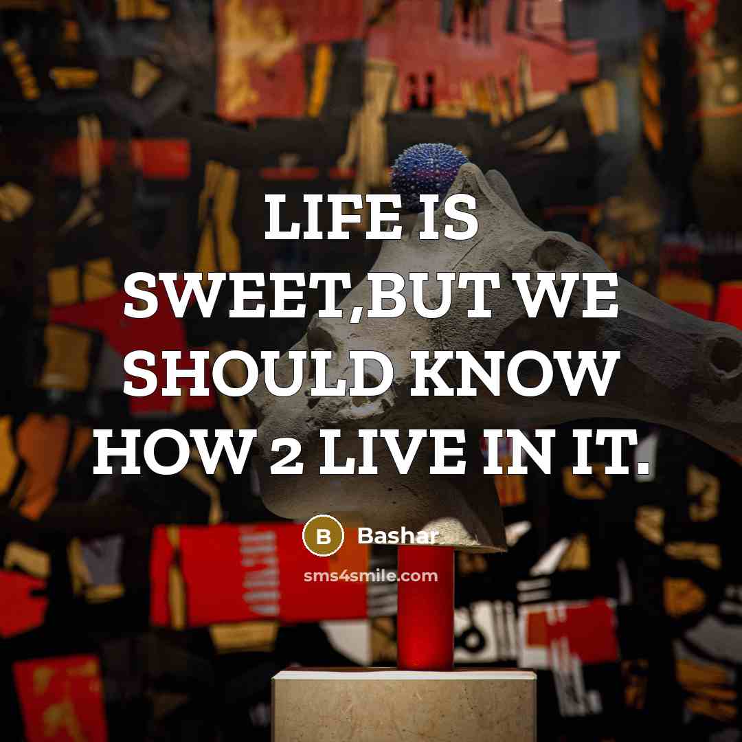 “LIFE IS SWEET,BUT WE SHOULD KNOW HOW 2 LIVE IN IT.” quote by BASHAR