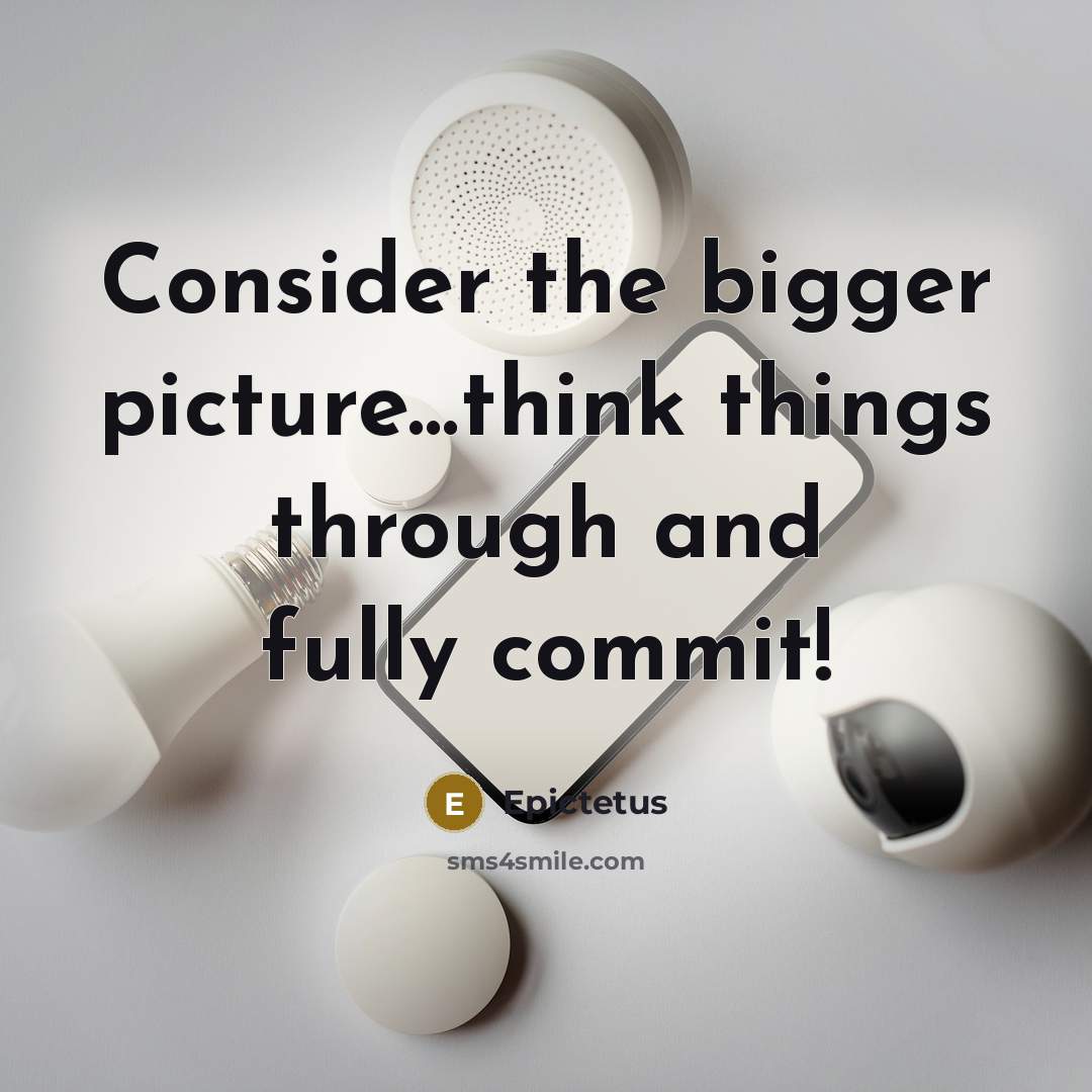 “Consider the bigger picture…think things through and fully commit!” quote by Epictetus