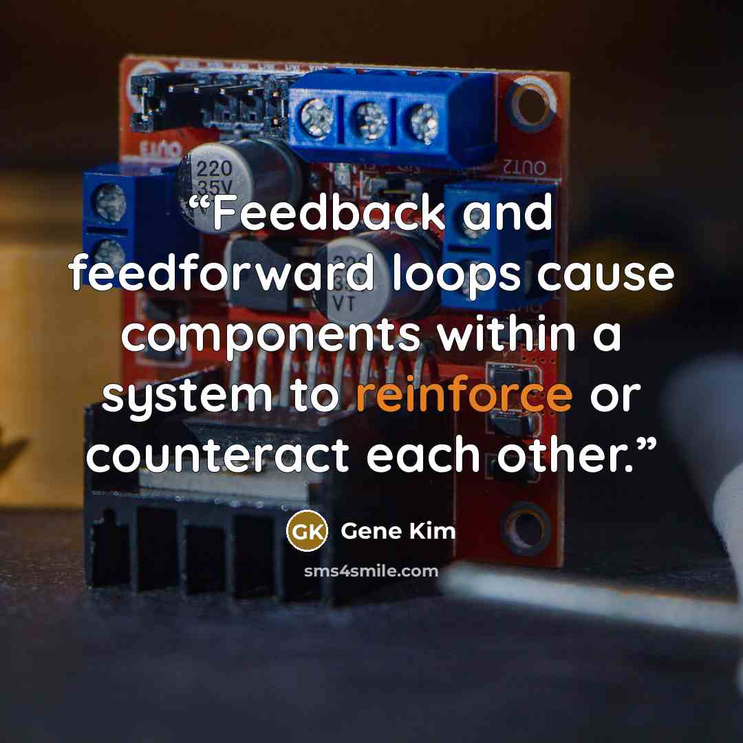 “Feedback and feedforward loops cause components within a system to reinforce or counteract each other.” quote by Gene Kim