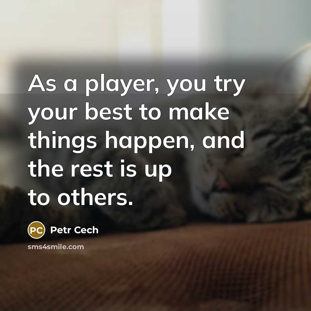 “As a player, you try your best to make things happen, and the rest is up to others.” quote by Petr Cech