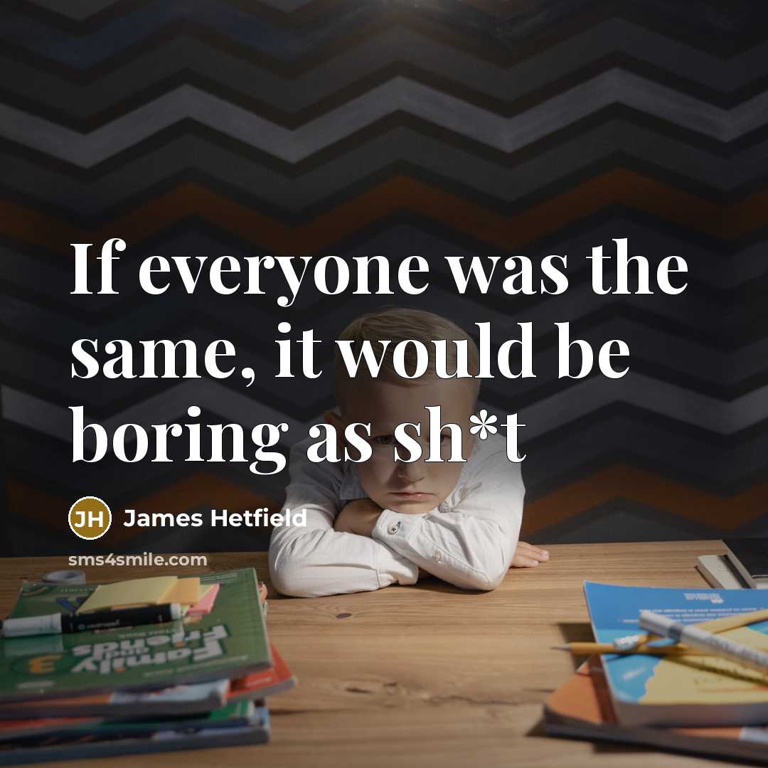“If everyone was the same, it would be boring as sh*t” quote by James Hetfield