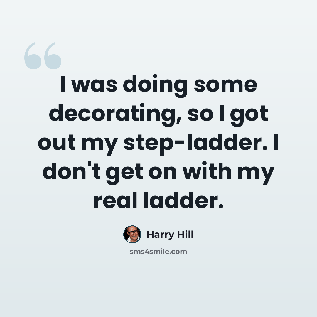 “I was doing some decorating, so I got out my step-ladder. I don't get on with my real ladder.” quote by Harry Hill
