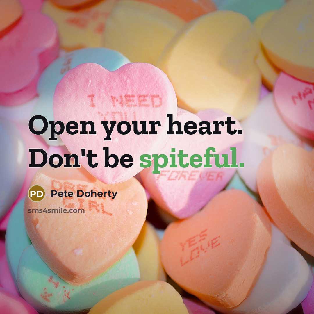 “Open your heart. Don't be spiteful.” quote by Pete Doherty