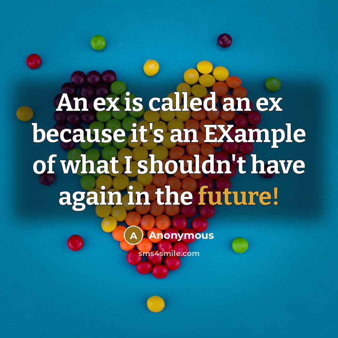 “An ex is called an ex because it's an EXample of what I shouldn't have again in the future!” quote by Anonymous