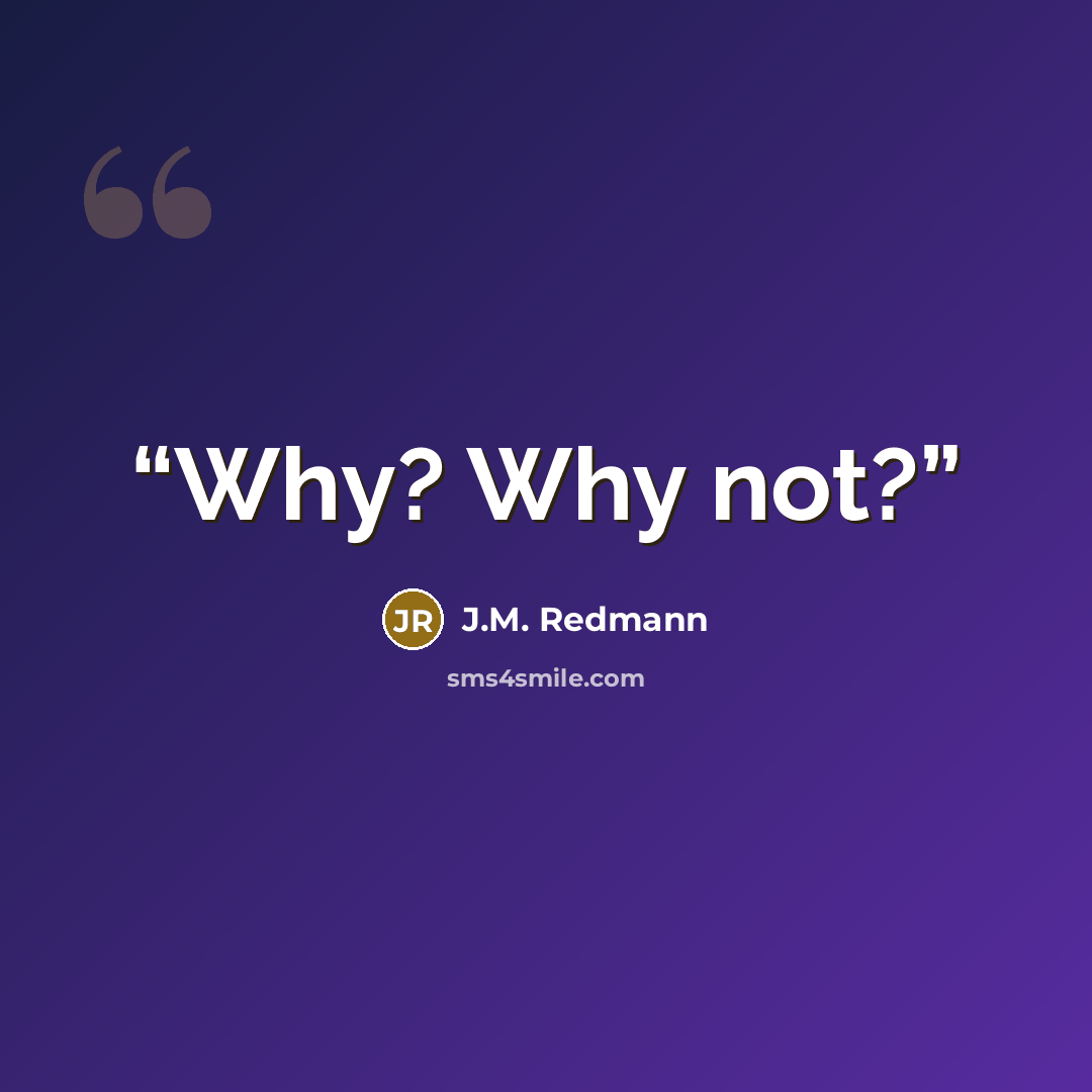 “Why? Why not?” quote by J.M. Redmann