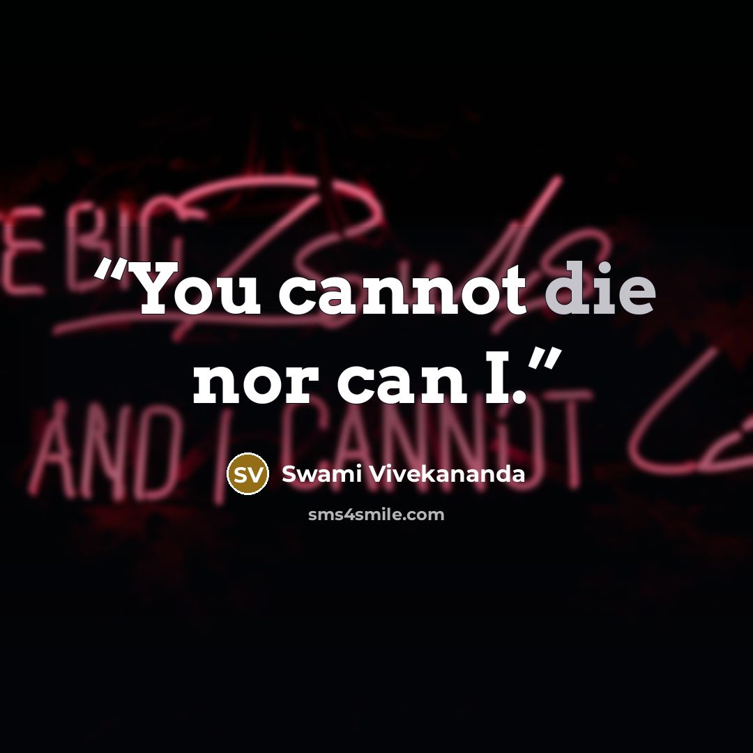 “You cannot die nor can I.” quote by Swami Vivekananda
