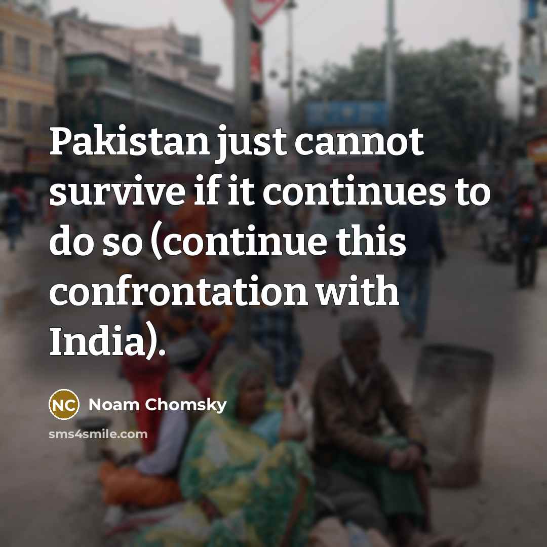 “Pakistan just cannot survive if it continues to do so (continue this confrontation with India).” quote by Noam Chomsky