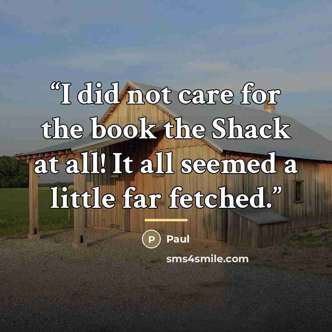 “I did not care for the book the Shack at all! It all seemed a little far fetched.” quote by paul