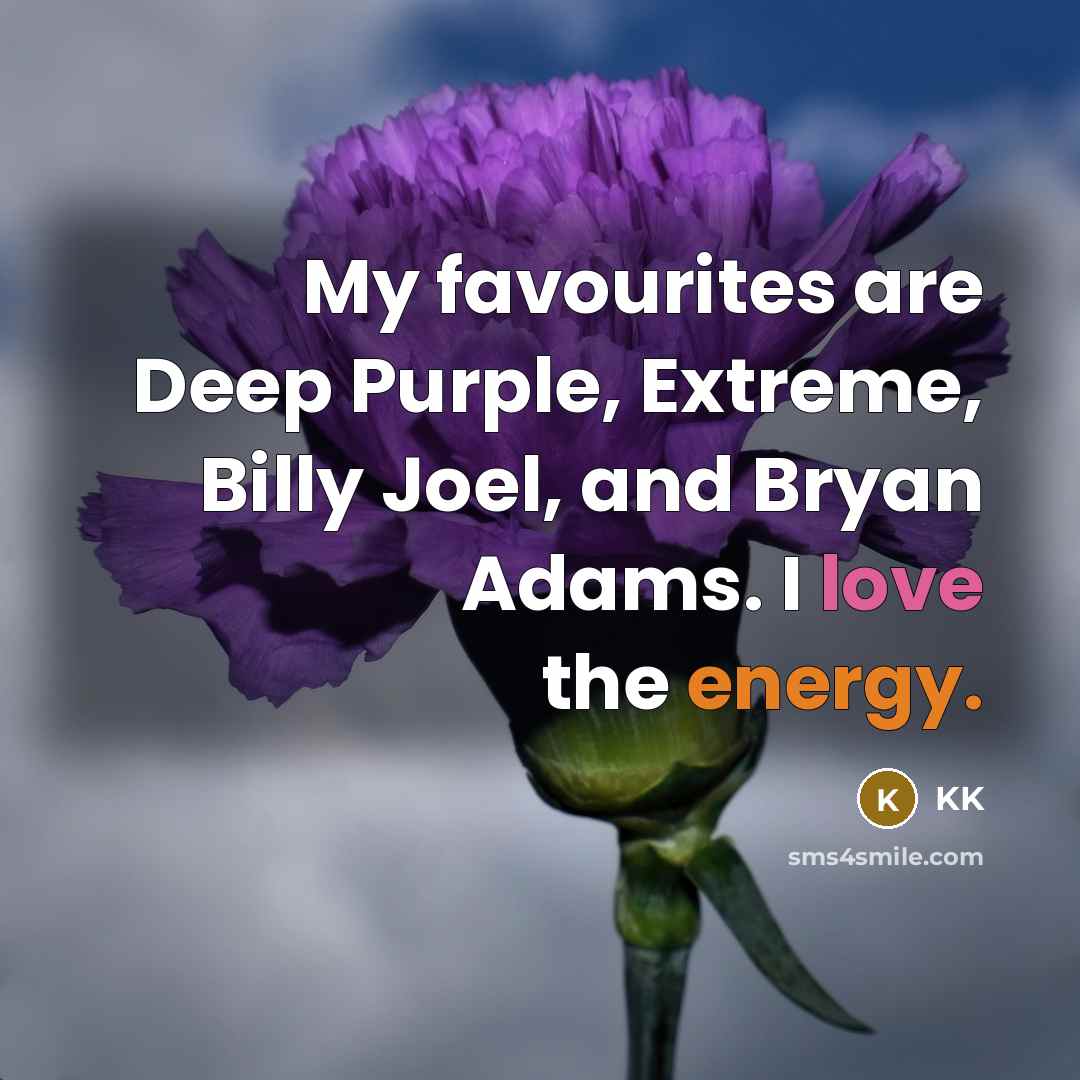 “My favourites are Deep Purple, Extreme, Billy Joel, and Bryan Adams. I love the energy.” quote by KK