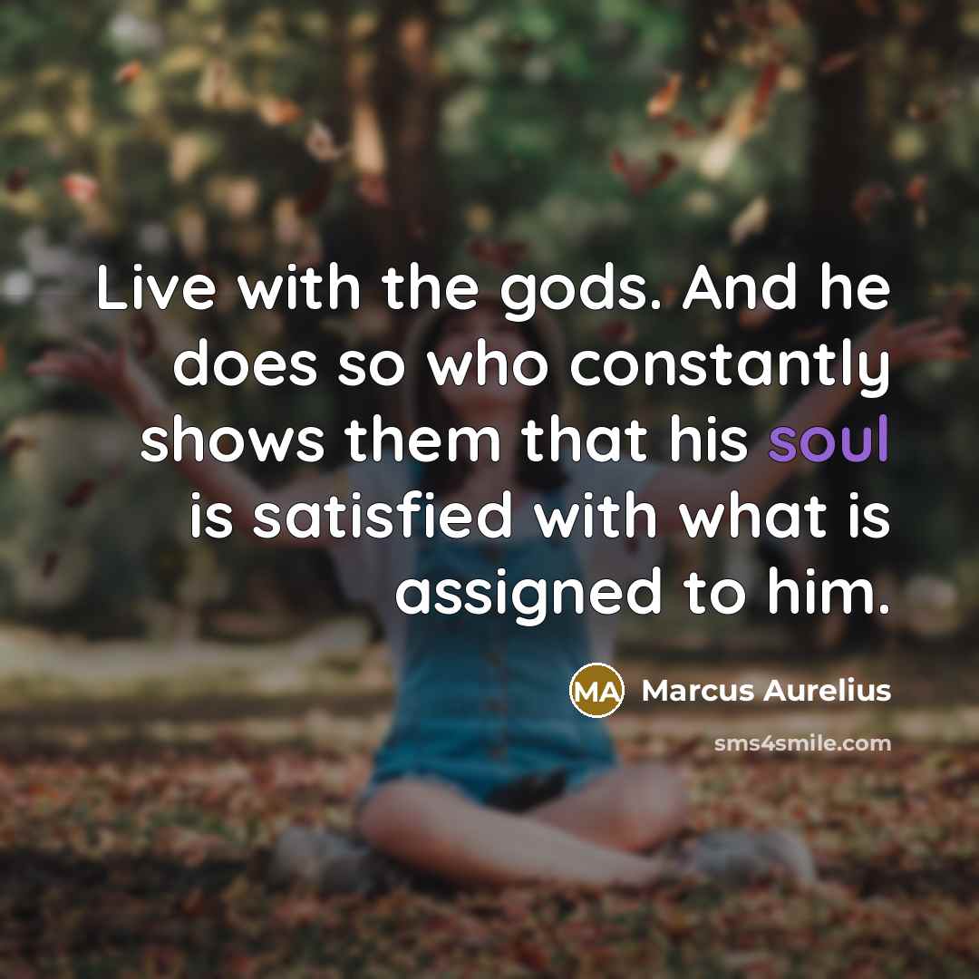 “Live with the gods. And he does so who constantly shows them that his soul is satisfied with what is assigned to him.” quote by Marcus Aurelius