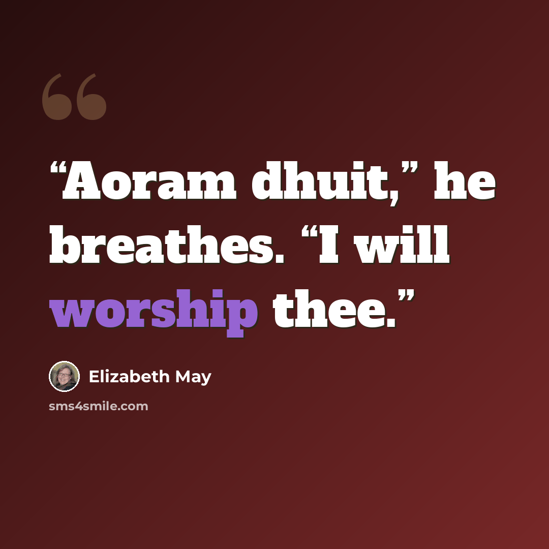 “Aoram dhuit,” he breathes. “I will worship thee.” quote by Elizabeth May