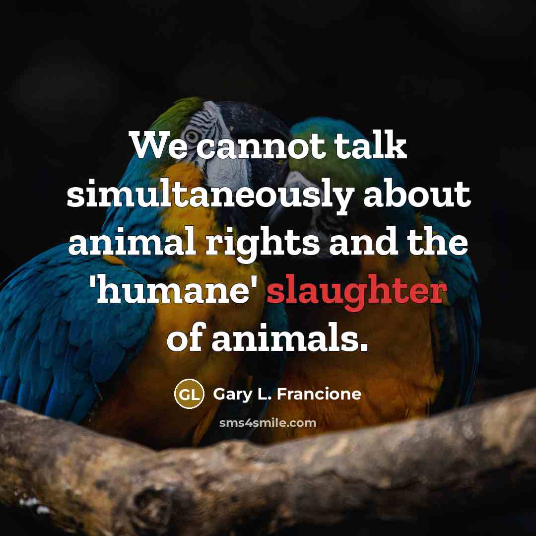 “We cannot talk simultaneously about animal rights and the 'humane' slaughter of animals.” quote by Gary L. Francione