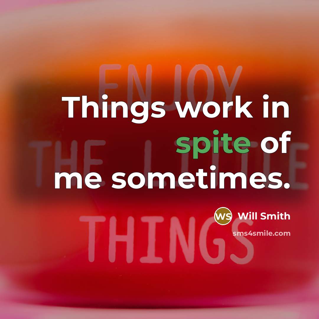 “Things work in spite of me sometimes.” quote by Will Smith